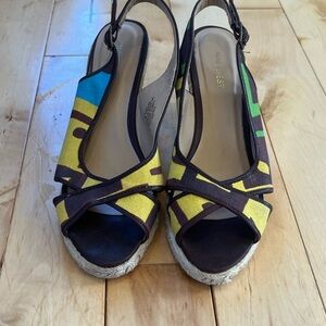 Nine West Yellow and Green Espadrille Sandals